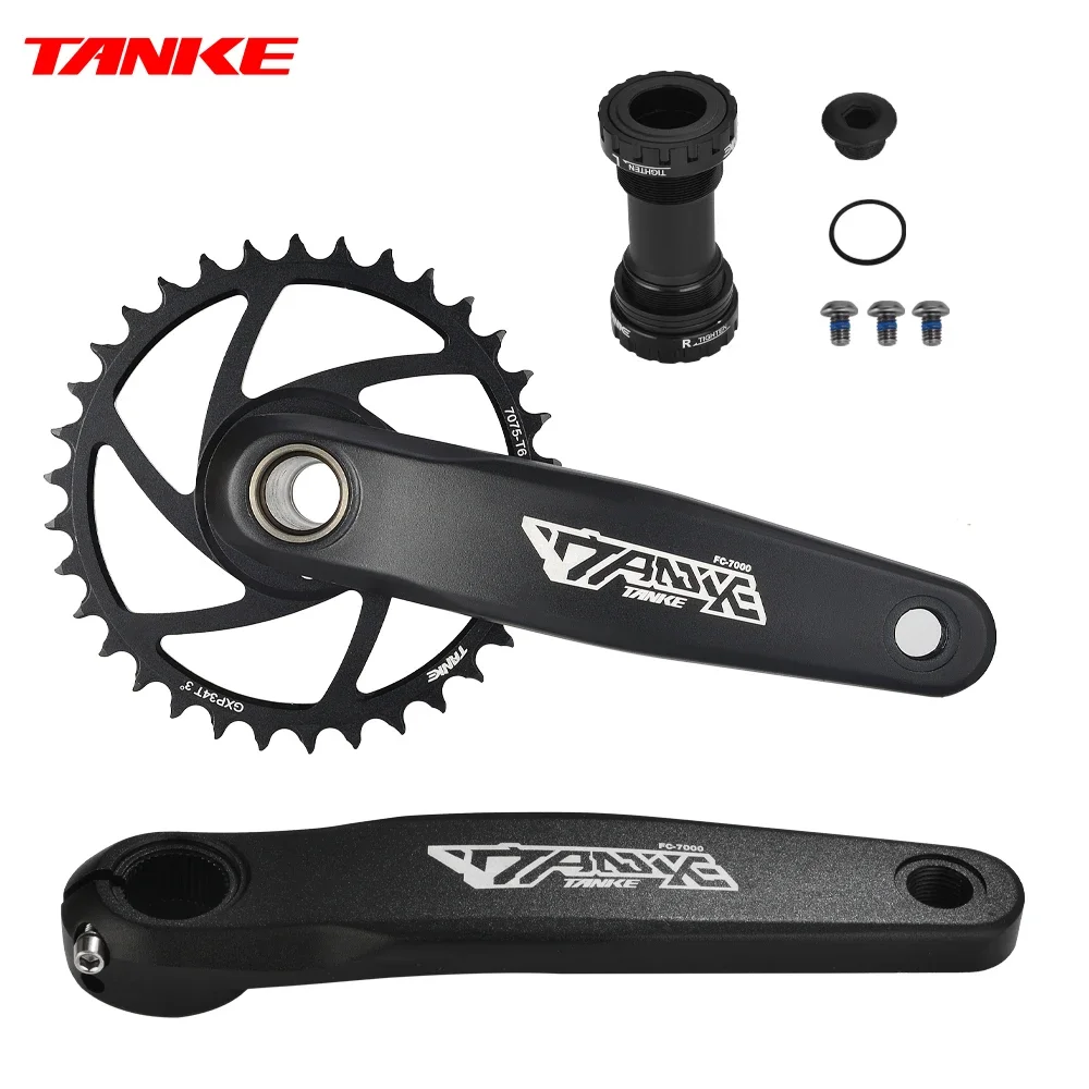 TANKE MTB Crankset 170mm Mountain Bike Crank Narrow Wide Chainring 1x chainring 32/34/36/38T Bicycle Crankset Sprocket For GXP