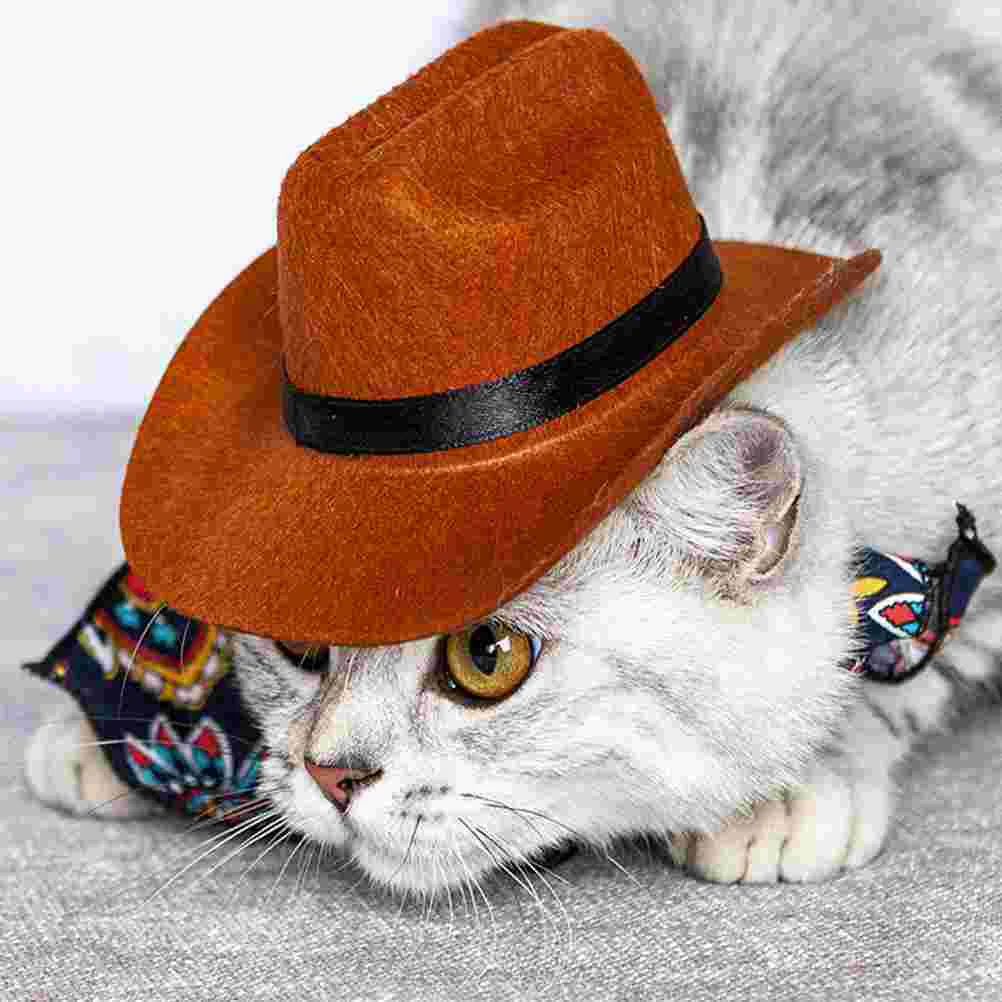 

2 Pcs Pet Cowboy Hat Party Dog Headwear Chic Decorative Supplies Headdress Decorate Dressing Accessories