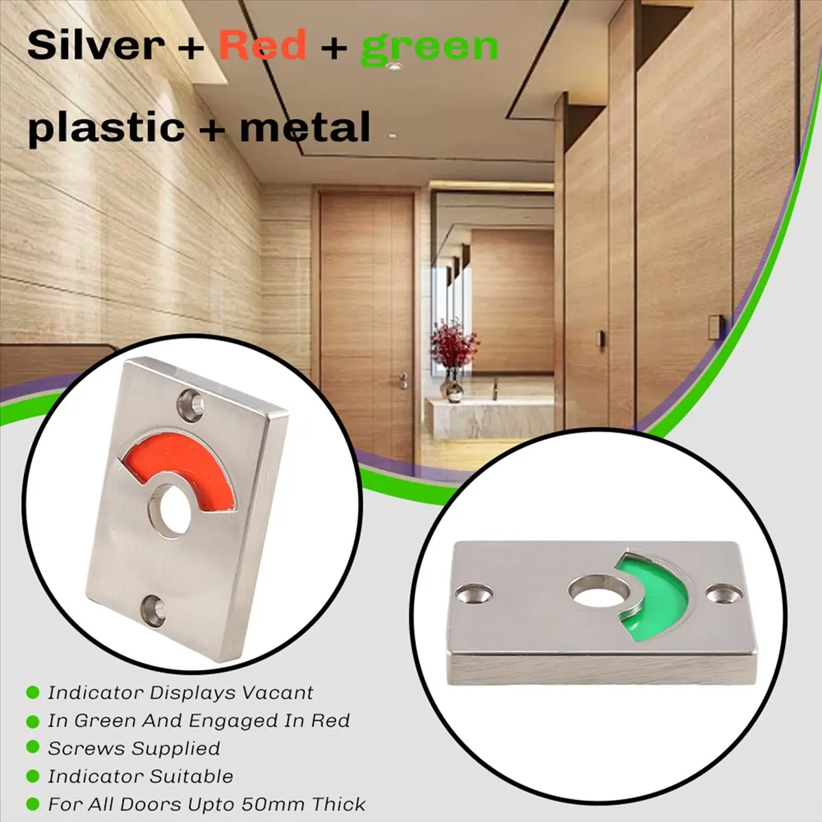 PROFESSIONAL USE Bathroom Toilet Wc Indicator Privacy Dead Bolt Door Lock Vacant Engaged