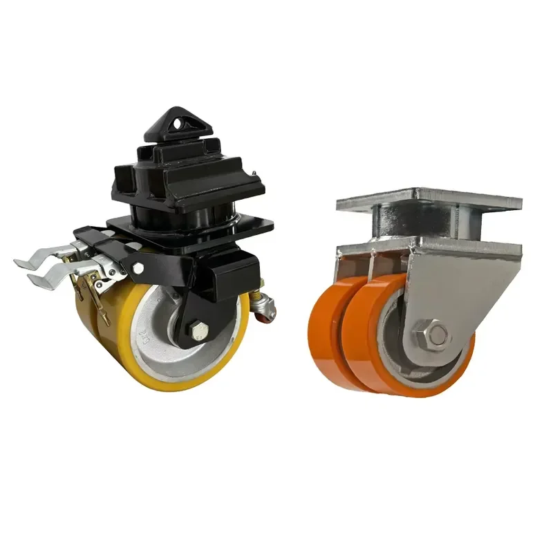 10inch Marine Castor Wheels Load Capacity 4 Ton Heavy Industrial Caster Wheel All Steel Bracket PU Cast Iron Core