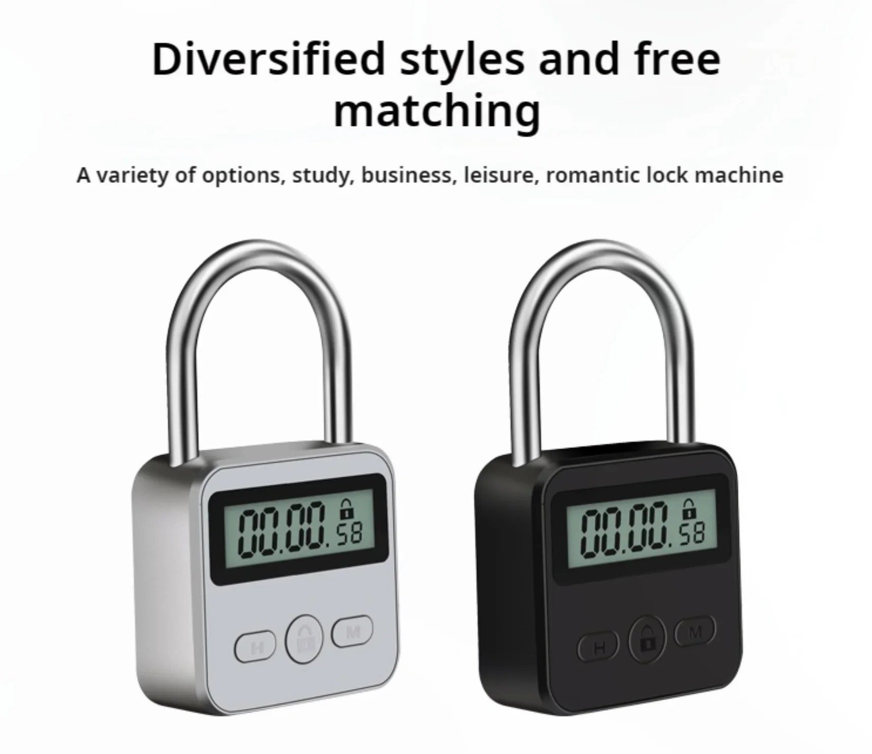 HEE RAK Timer Padlock LCD HD Add Backlight Zinc Alloy 99 Hours Max Timing Super Long Standby Anti-addiction Electronic Lock