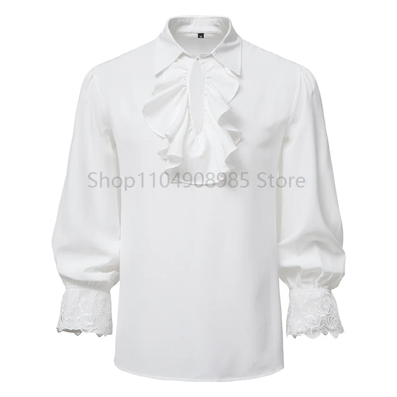 

Victorian Shirt Men Vintage Poet Tops Medieval Halloween Party Vampire Cosplay Costumes Renaissance Blouse