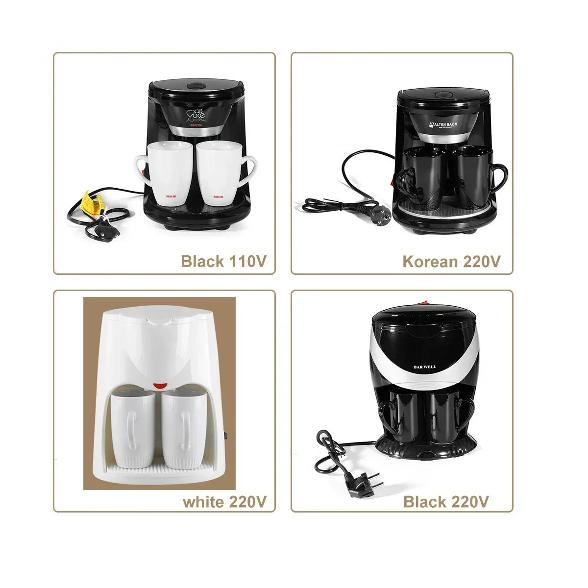 220v 450w casa elétrica vapor gotejamento cafeteira automática dupla xícara máquina de café dupla utilização máquina de chá de café americano
