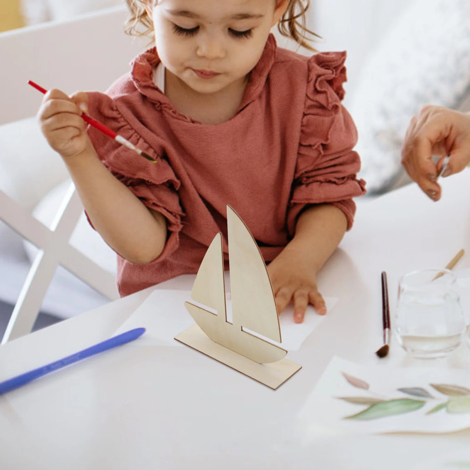 

10Pcs Sailboat Shape Unfinished Wood Slices Rustic Wooden Embellishments DIY Craft Accessory Home DIY Projects Kindergarten