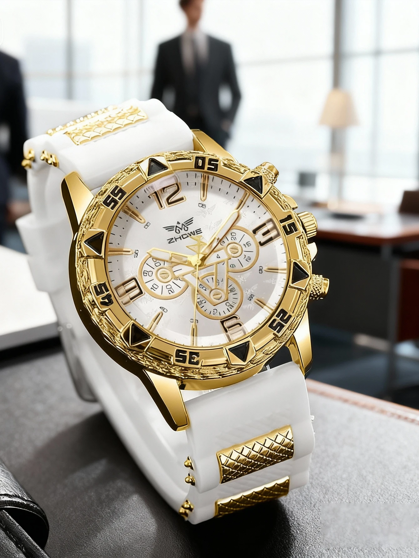 

Набор роскошных мужских часов-хронографов, часы с силиконовым ремешком, идеальный подарок для него, подходят для спорта, бизнеса и повседневной носки.