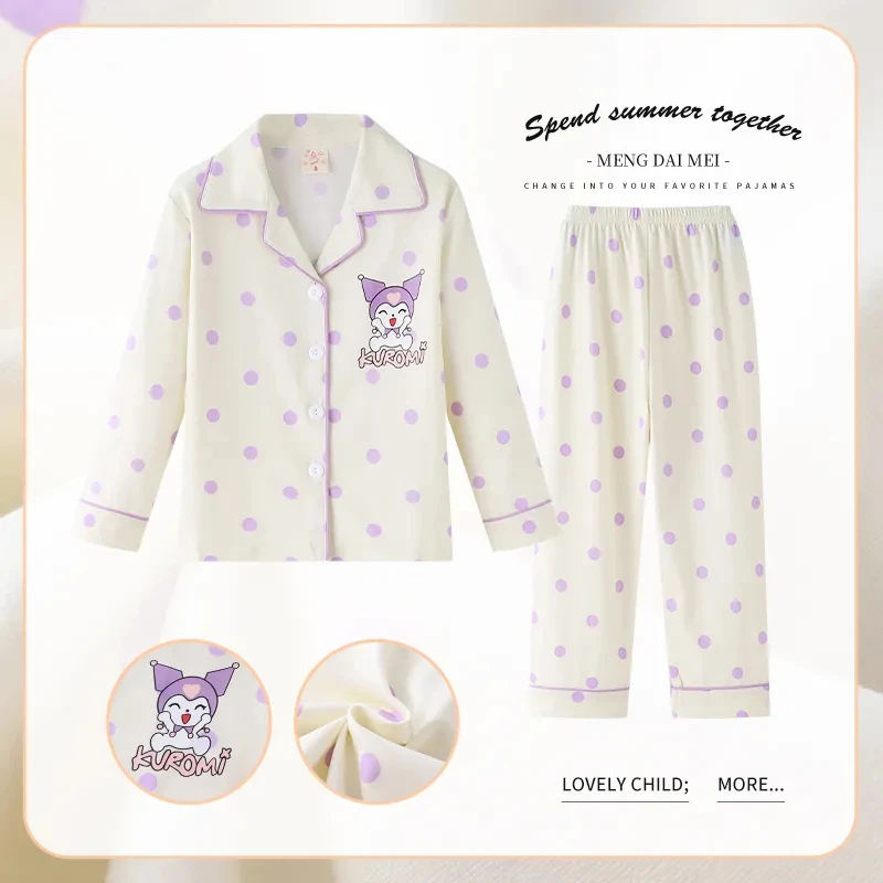 Hello Kitty Girls' Pajamas Cute Cartoon Women's Pajama Set Pure Cotton Loose Comfortable Two Piece Set Top Pants Home Clothes