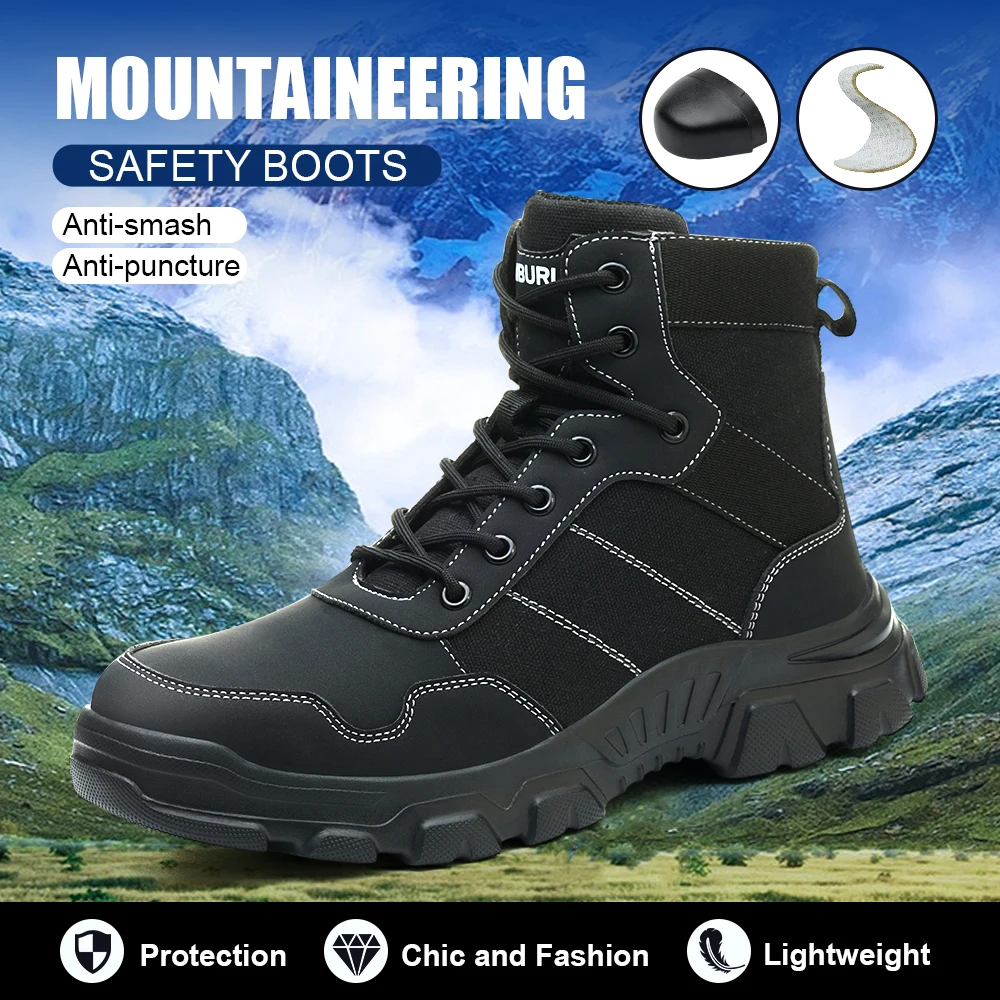 

Size38-46 Protective Steel Toe Shoes Men's Safety Work Shoes Anti Smashing Anti Piercing Safety Boots Lightweight Indestructible