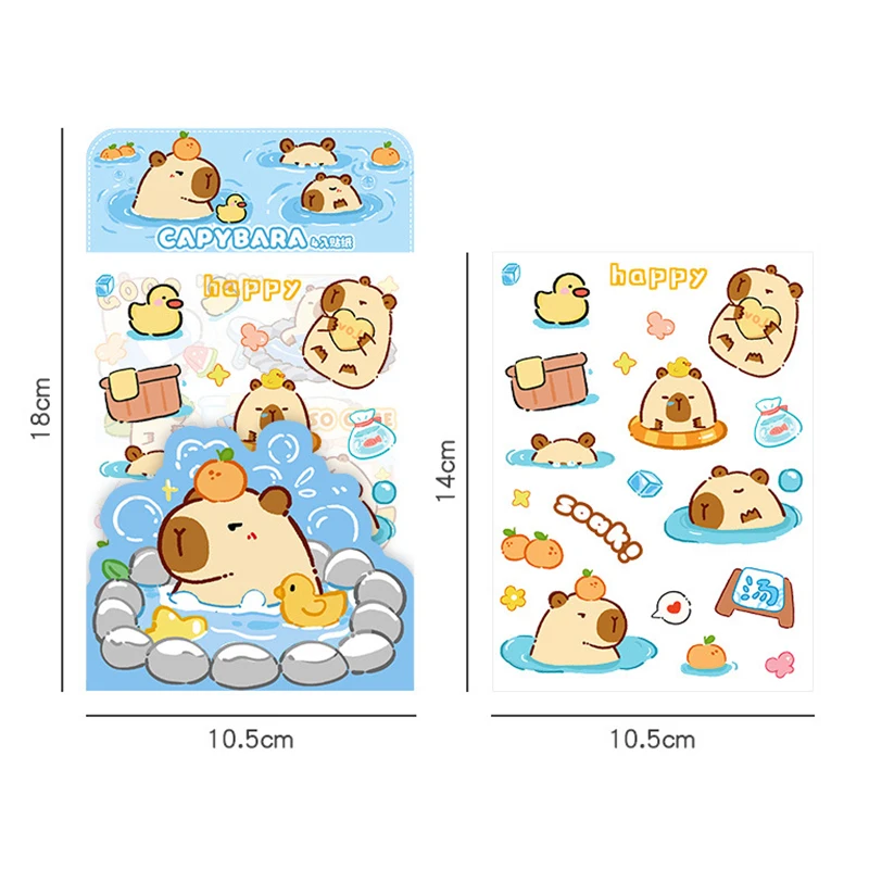 4Sheets Cartoon Diary Decoration Scrapbooking Cute Capybara Frosted Stickers Journal Stickers Aesthetic Stationery School