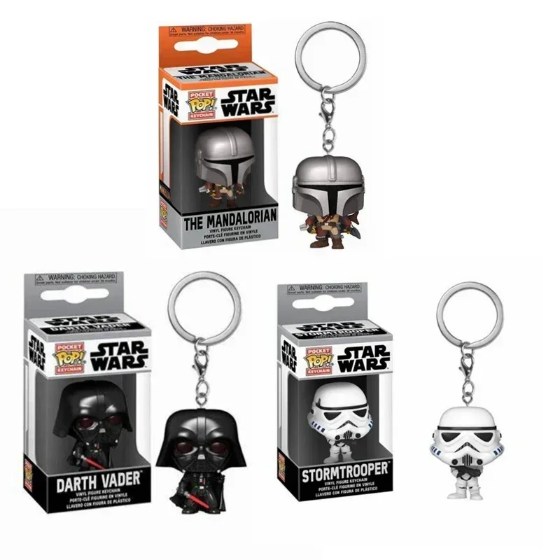 Hot Funko POP Star Wars Mandalorian Darth Vader Keychain PVC Figure Key Ring Collectible Model Toy Kids Birthday Gift