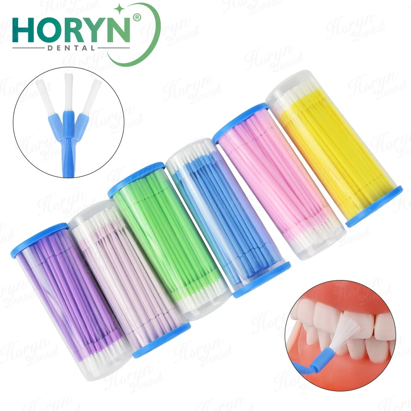 Horyn Dental Disposable Applicator Brush Micro Brush Tips Oral Acid Etching Bonding Agent Application Tool Dental Supplies