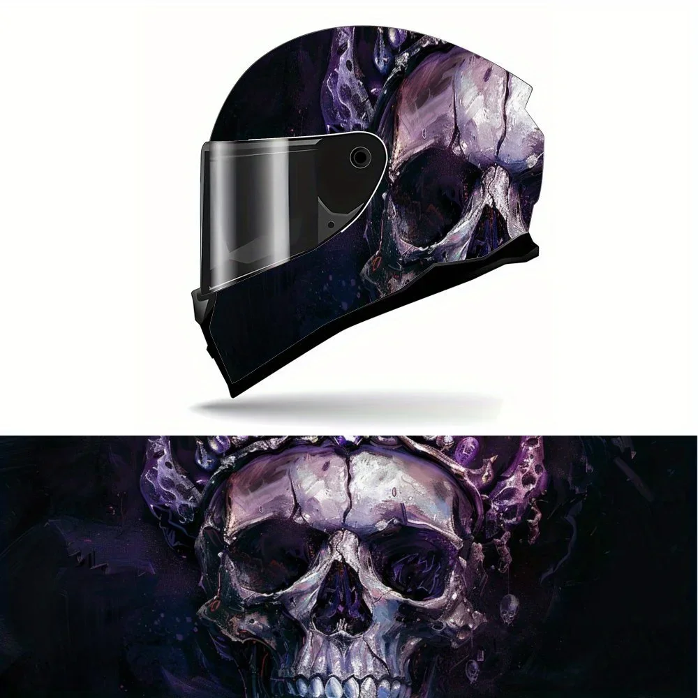 

Металлический стиль, скелет, мотоциклетный шлем, виниловая наклейка, темно-фиолетовое украшение для шлема, водонепроницаемый самоклеящийся шлем P