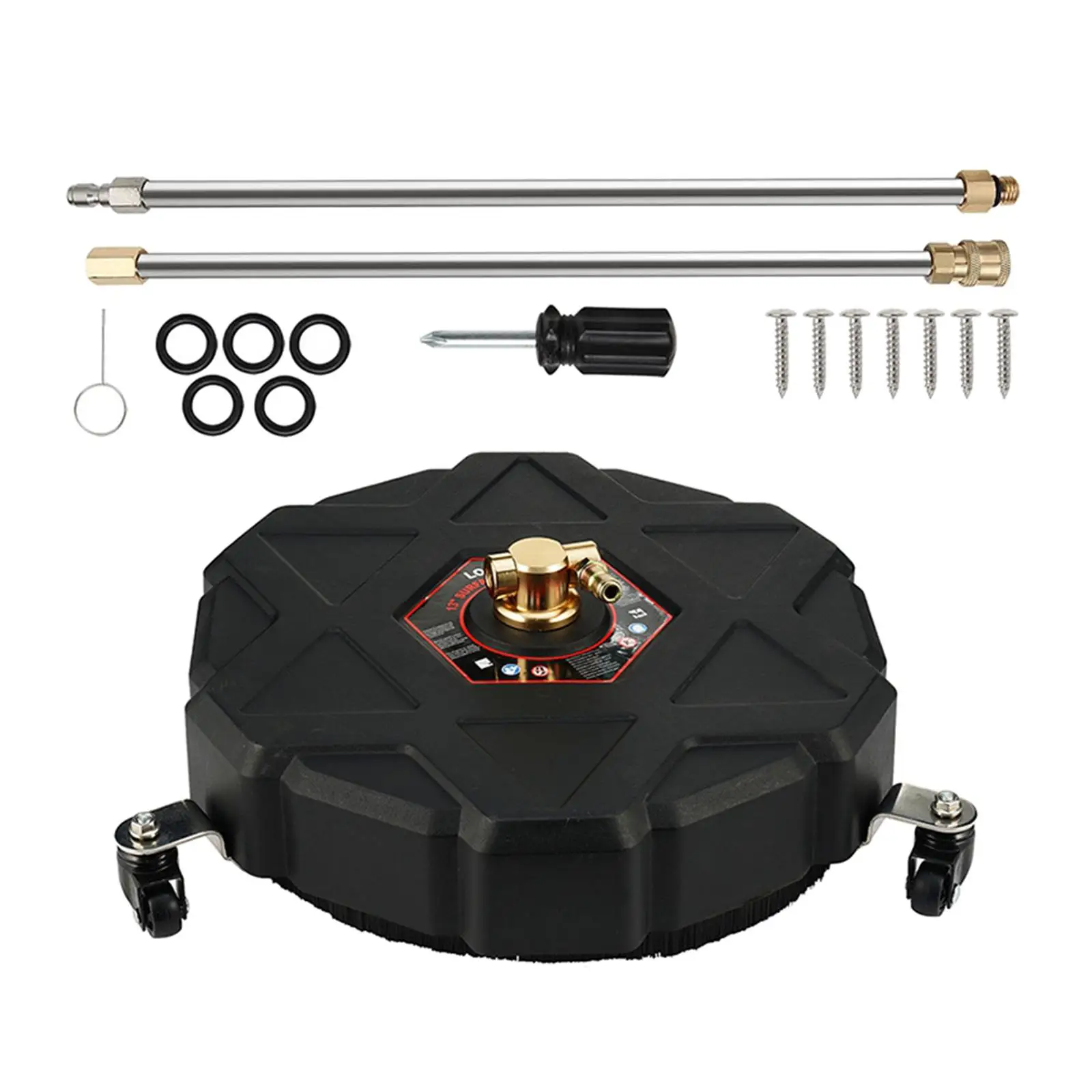 Driveway Power Washer, Rotary Surface Cleaner Attachment with Wheels , Replaceable sturdy Flat Surface Cleaner for Driveway