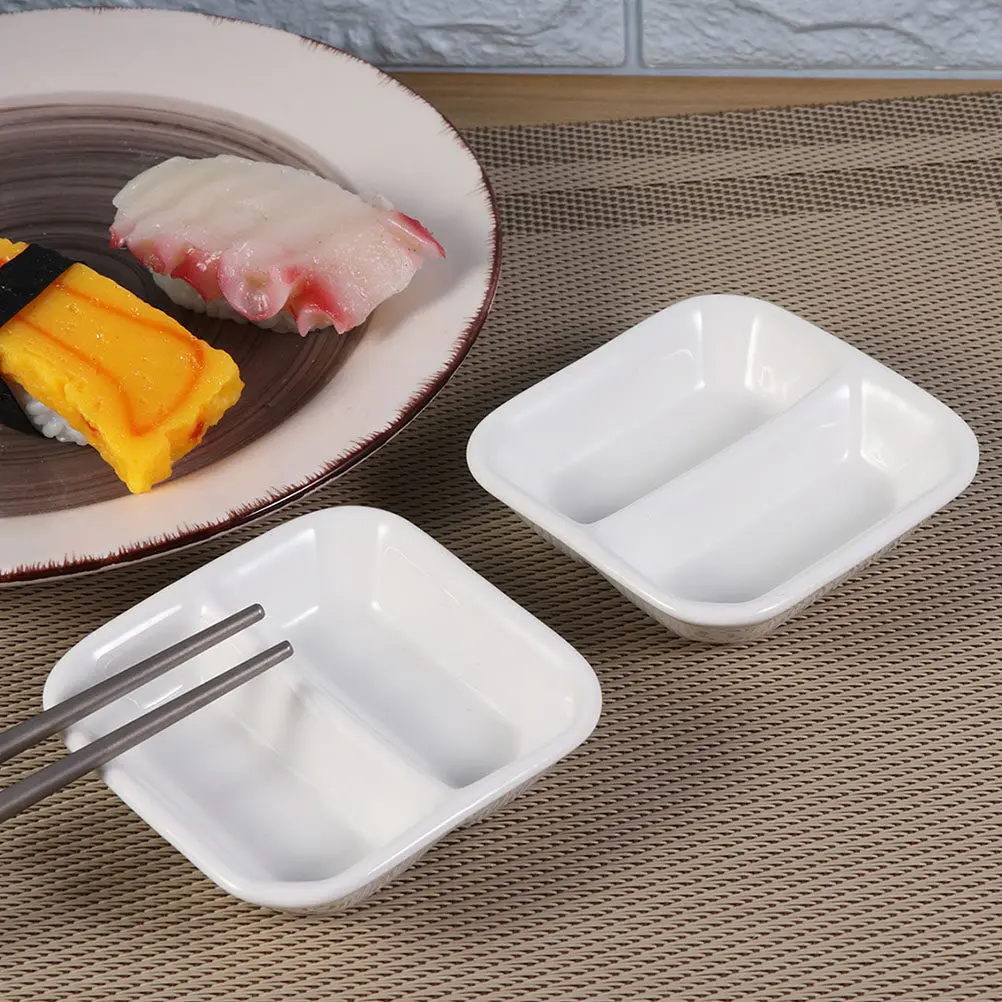 Pure White Ceramic Seasoning Plate Small Size for Salt Pepper Chili Powder Mustard Oil Vinegar Household Restaurant Use