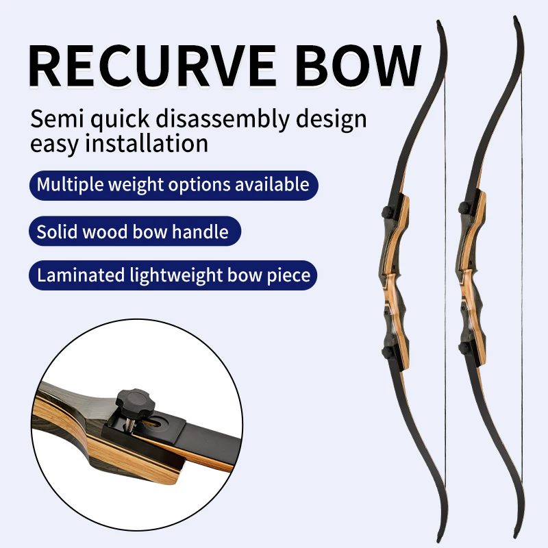 Archery Recurve Bow And Arrow Set 30-50 Lbs Takedown Wood Beginner ILF Competition Professional Archer Indoor Equipment