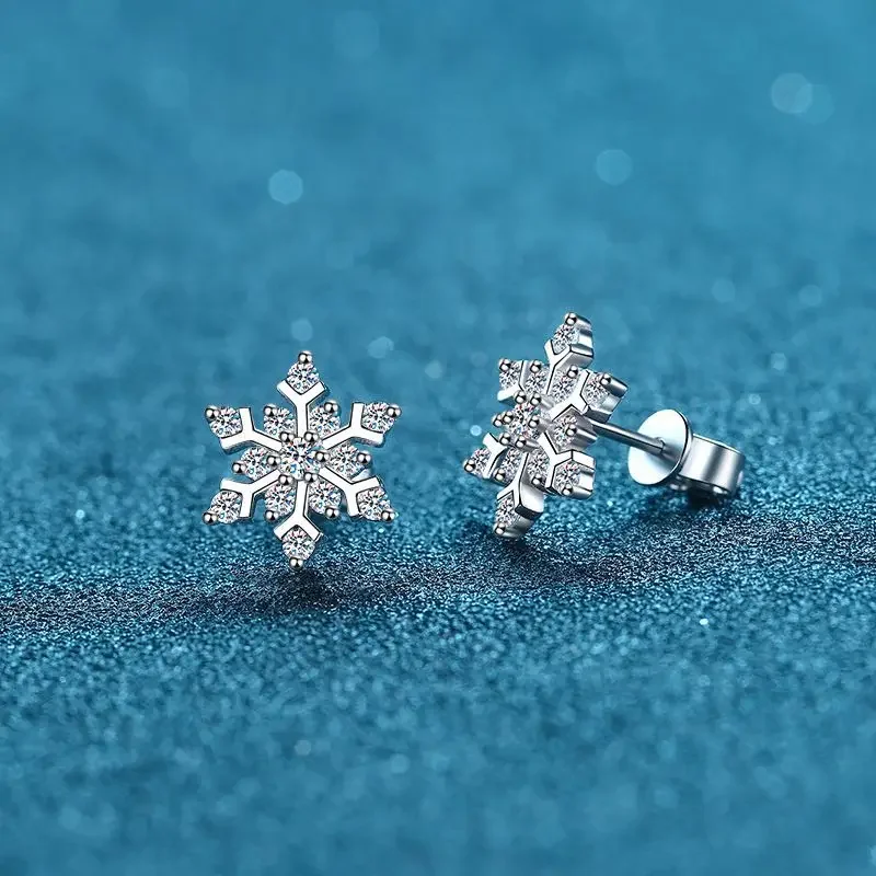 

Luxury Platinum Pt950 Test Passed 0.72ct Moissanite Diamond Stud Earrings Women Snowflake Rhodium Sparkly Fine Jewelry Gift