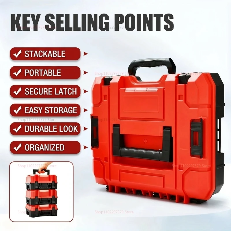 Single Piece Dust-Proof Stackable Tool Box, Pressure-Resistant, Anti-Fall, Durable Hardware Tool Storage Box, Home Repair Box.