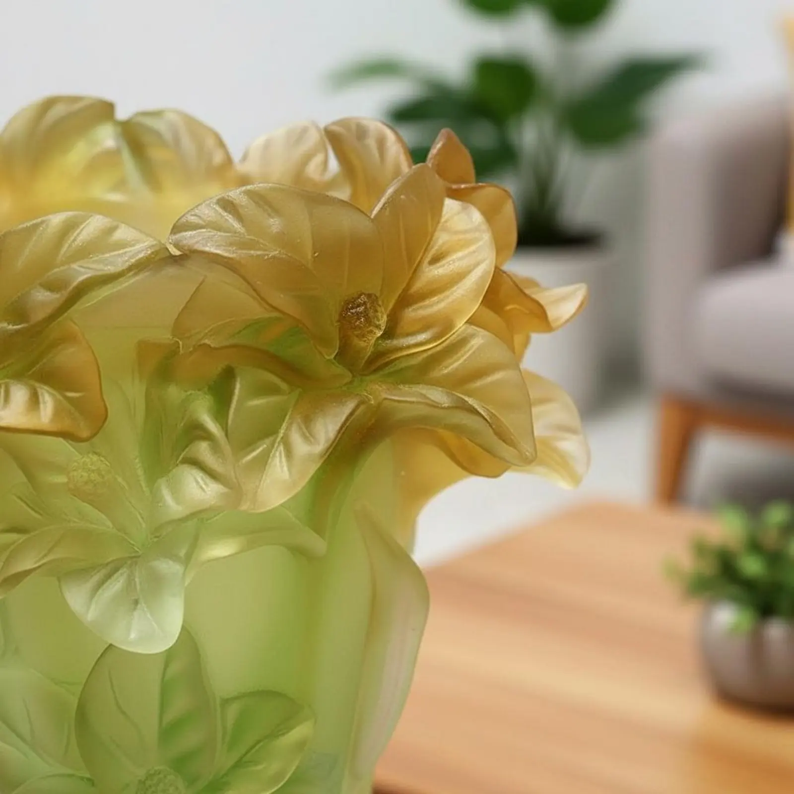 Crystal Flower Vase Handmade Floral Container Home Decor Ornamental for Housewarming