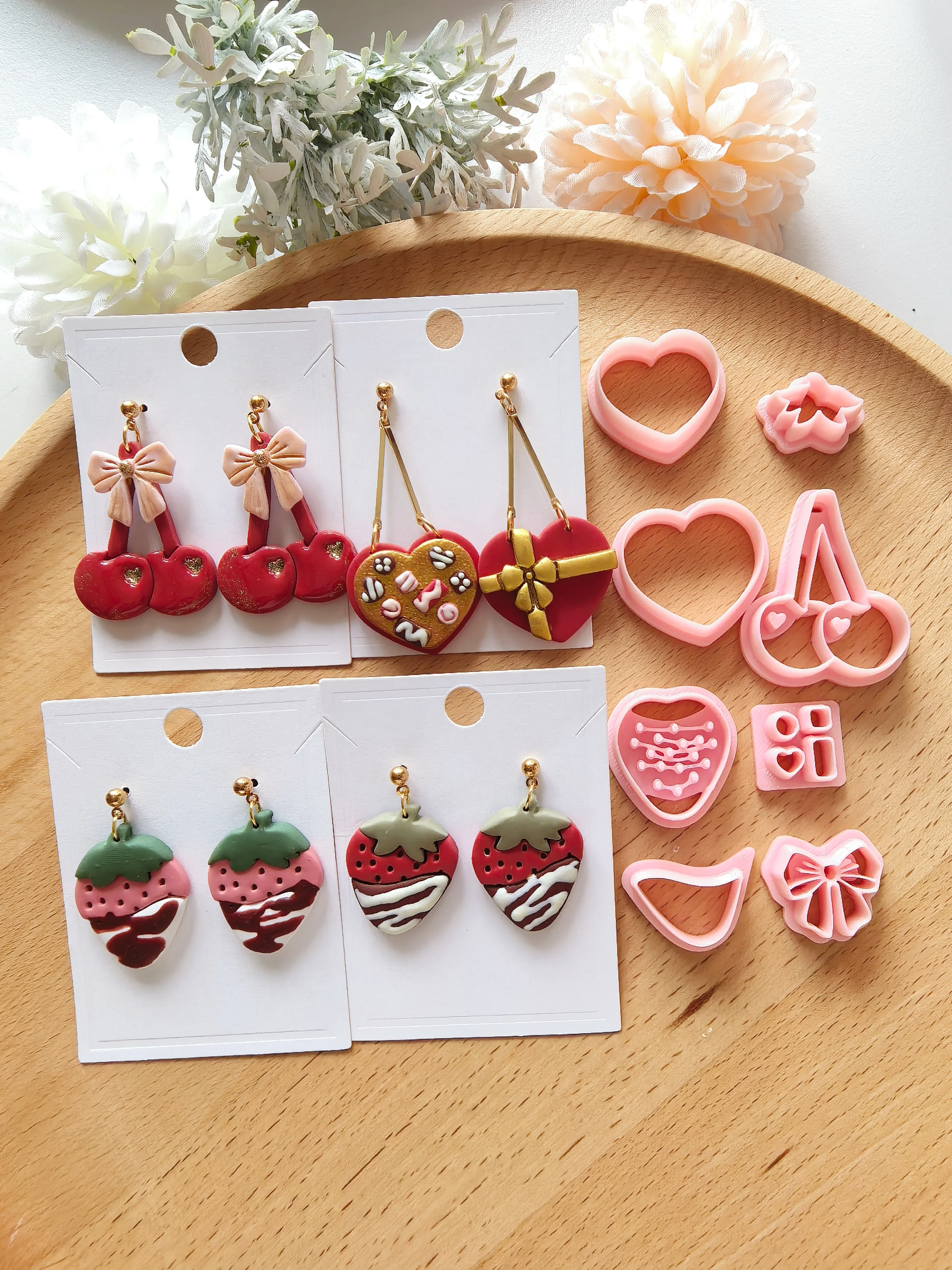 

Valentine's Day Love Cherry Series Polymer Clay Cutter Clay Cutting Molds DIY Earrings Jewelry Making Hand Tools Soft Clay Tools