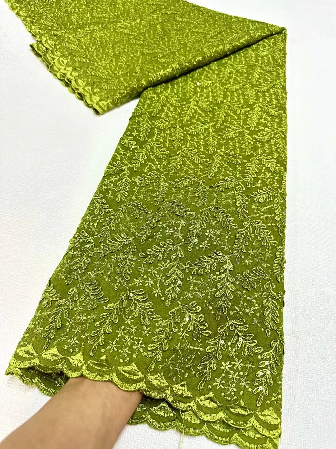 Imagem -02 - Tecido de Renda Nigeriano Africano Tecido de Lantejoulas para Costura Vestido de Casamento Festa de Chiffon Algodão de Alta Qualidade 2024 Jl389