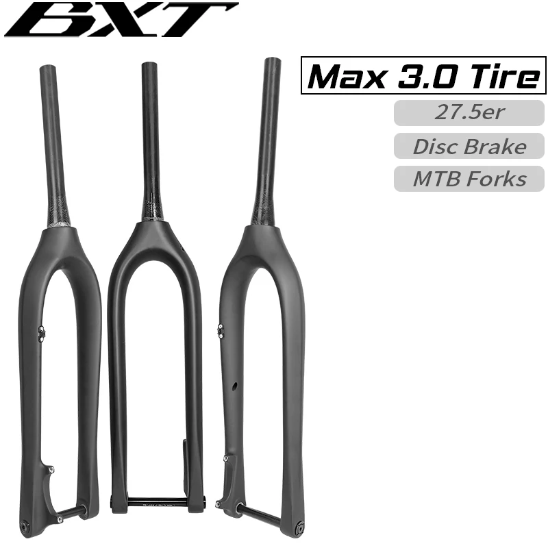 BXT Full Carbon Mountain Bike Fork, Thru Axle, MTB Bicycle, Inside Outside Cable Line, 110x15mm, 100x15mm