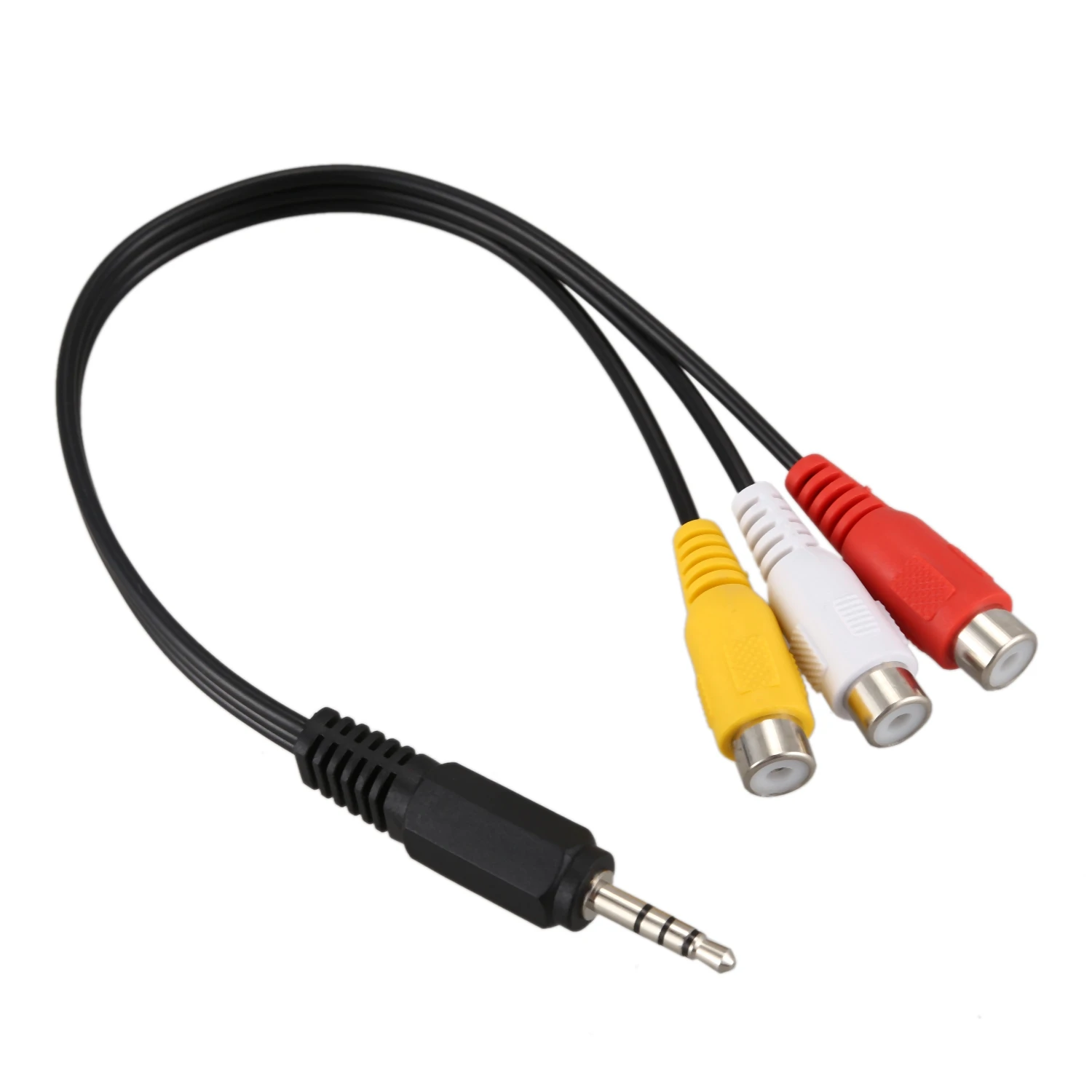 Kabel audio-wideo AV ABME 3,5 mm męski na 3 żeńskie gniazda, 22 cm
