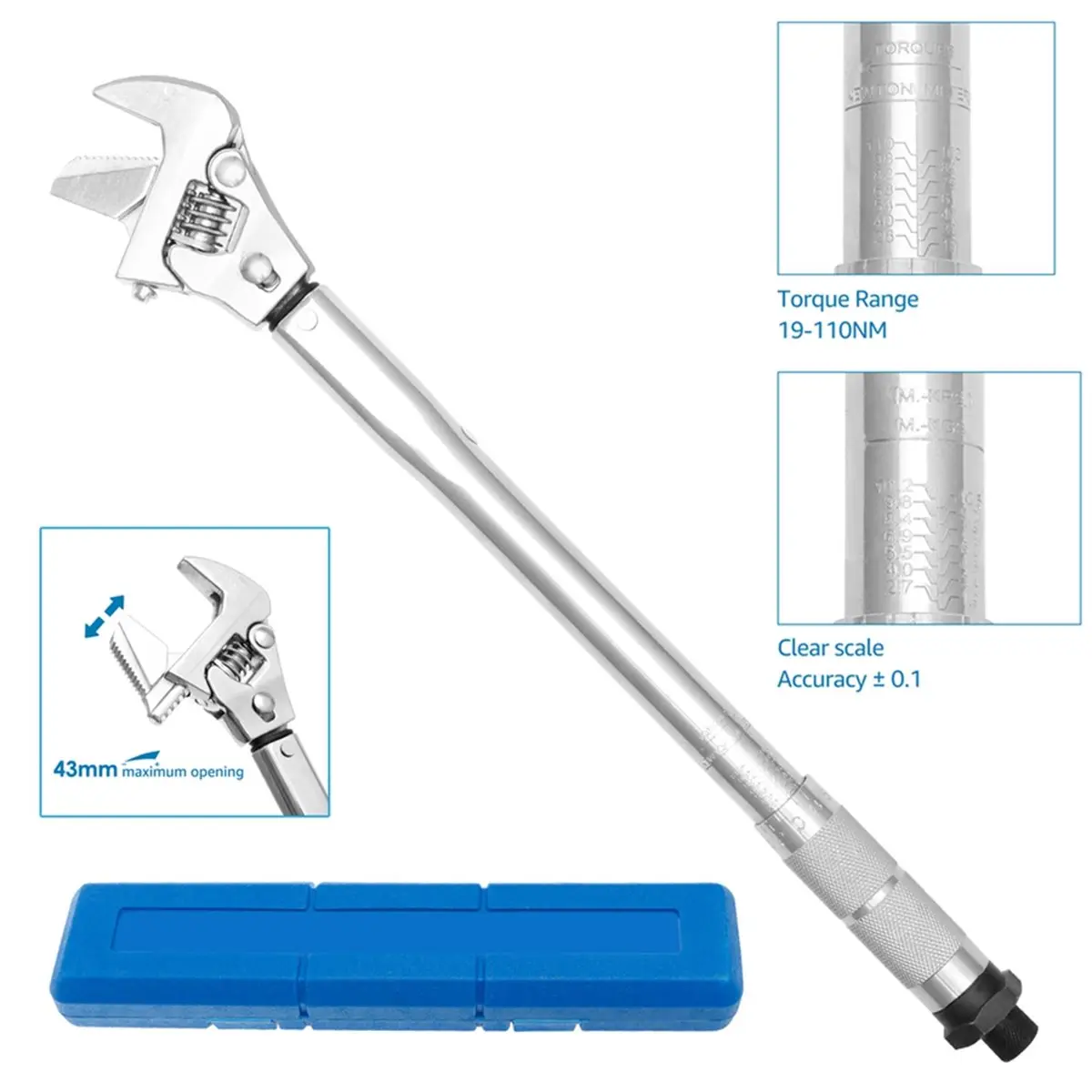 NEW Toorise 19-110NM 43mm Adjustable Torque Wrench 4-in-1 Multi-Function Repair Tool