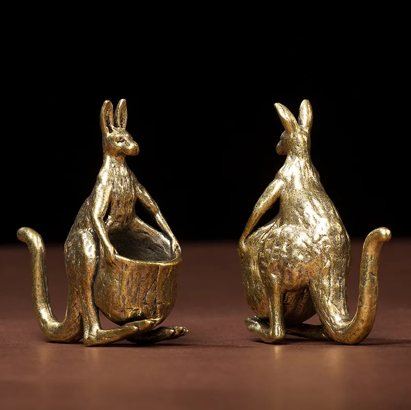 1/2Pcs Antique Copper Kangaroo Ornament Home Office Desktop Tea Pet Decoration Gifts Crafts