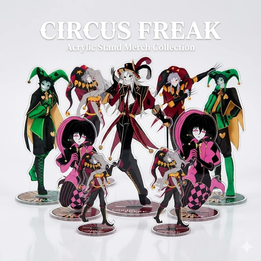 New The Freak Circus Acrylic Stand Keychain Pierrot Harlequin Gothic Figure Desktop Decor Character Merch Souvenir Fans Gifts