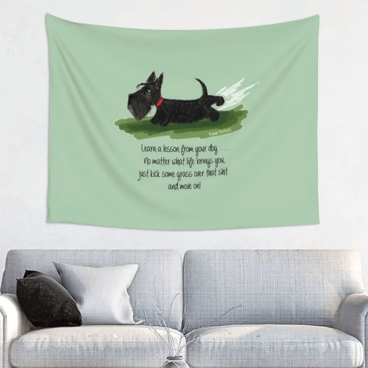 Custom Kawaii Scottie Dog Tapestry Home Decor Customized Hippie Wall Hanging Scottish Terrier Tapestries for Bedroom