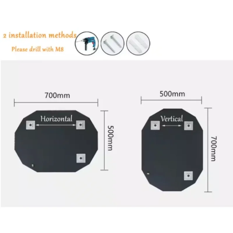 مرآة زينة للحمام بدون إطار بحافة مشطوفة واحدة، أزياء كلاسيكية، مناسبة للغرف وغرف النوم والحمامات #5