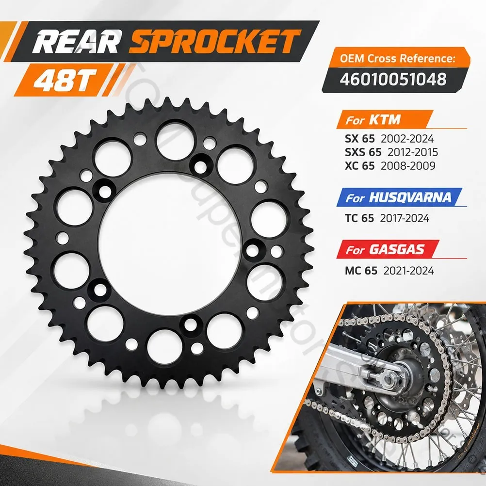 2002-2024 For KTM HUSQVARNA GASGAS Motorcycle Rear Sprocket 420 48T Wheel Chain Sprocket Gear SX XC SXS TC MC 65 46010051048