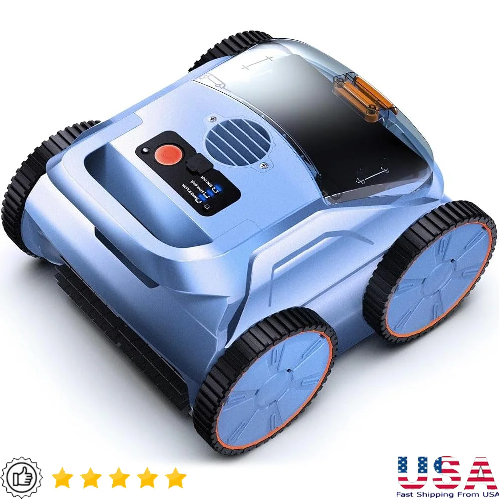 Robotic Pool Vacuum Cleaner Cordless Above Ground and Inground Pools 180 Minutes Runtime Smart Navigation Powerful Suction Easy