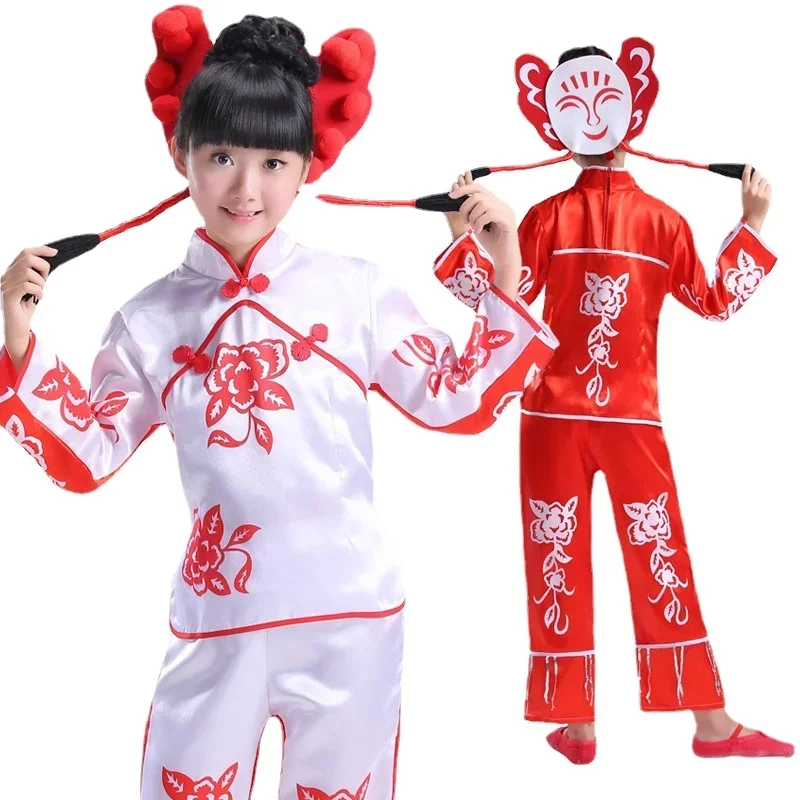 Dziewczęcy kostium do tańca Yangko Tradycje chińskie Klasyczne kostiumy narodowe Taniec nowoczesny Odzież Hanfu Starożytny taniec perkusyjny w talii