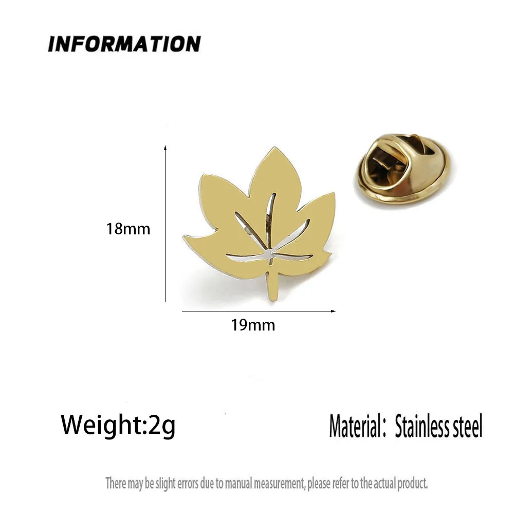 316L Stainless Steel Hollow Maple Leaf Lapel Pin Multi Color Brooch Vintage Plant Suit Collar Metal Jewelry Gift For Men Women