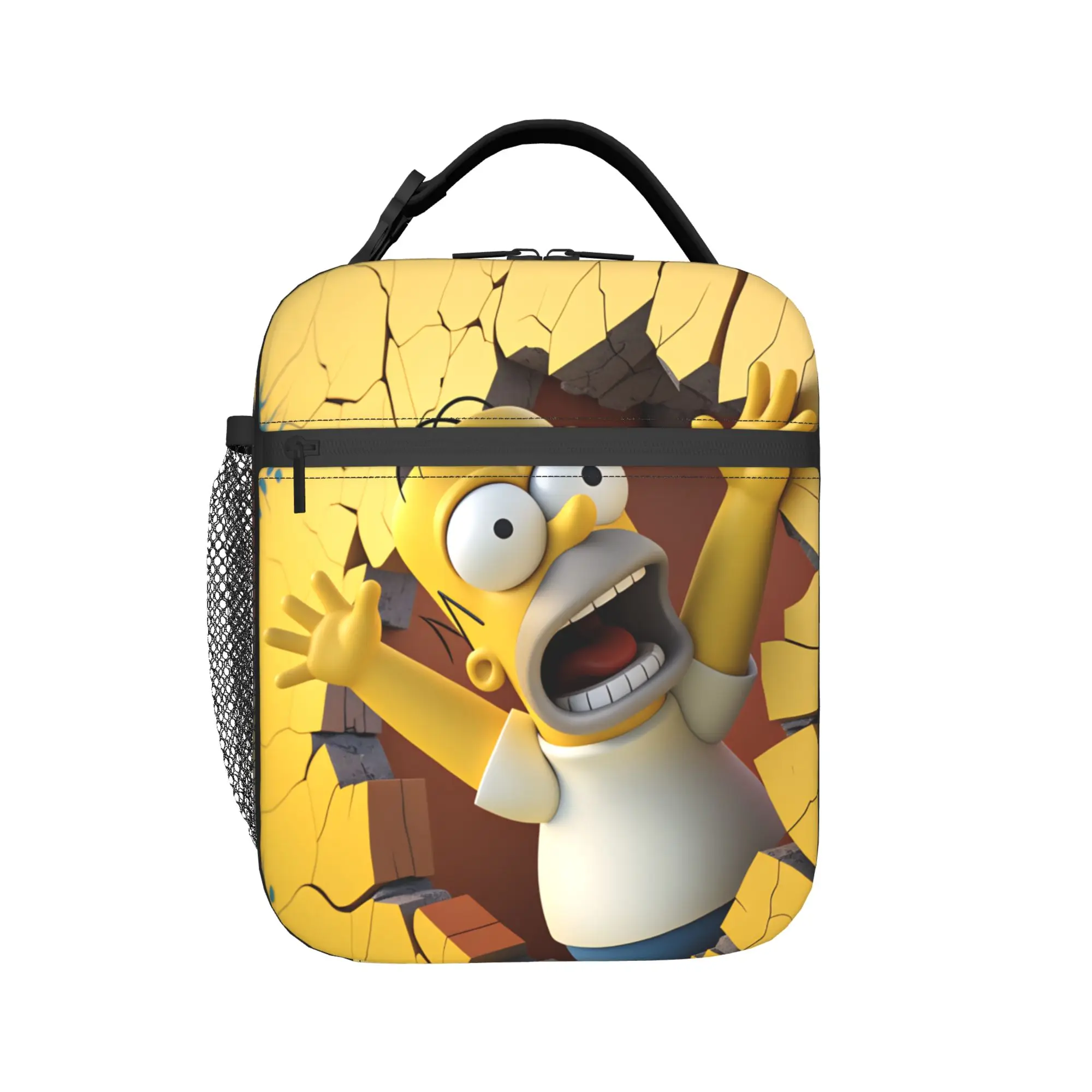 Funny S-Simpsons Homer Breaking Wall Lunch Bag For Women Lunch Box Outdoor Picnic Cooler Bag Portable Oxford Thermal Lunch Bags