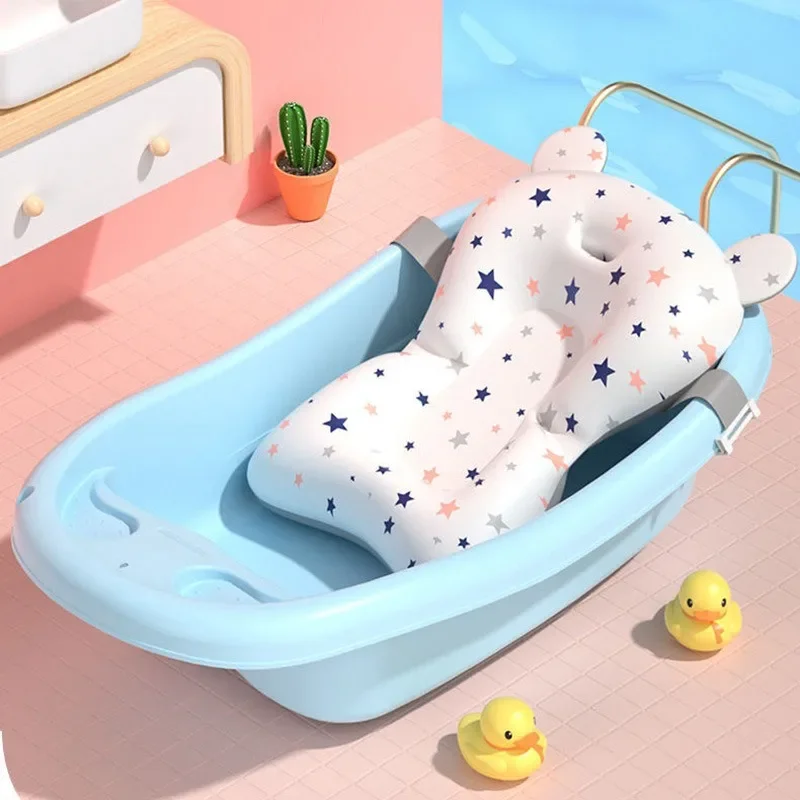 Portable Infant Bath Cushion Newborn Baby Bath Anti-Slip Cushion Seat Floating Bather Bathtub Pad Shower Support Mat Security