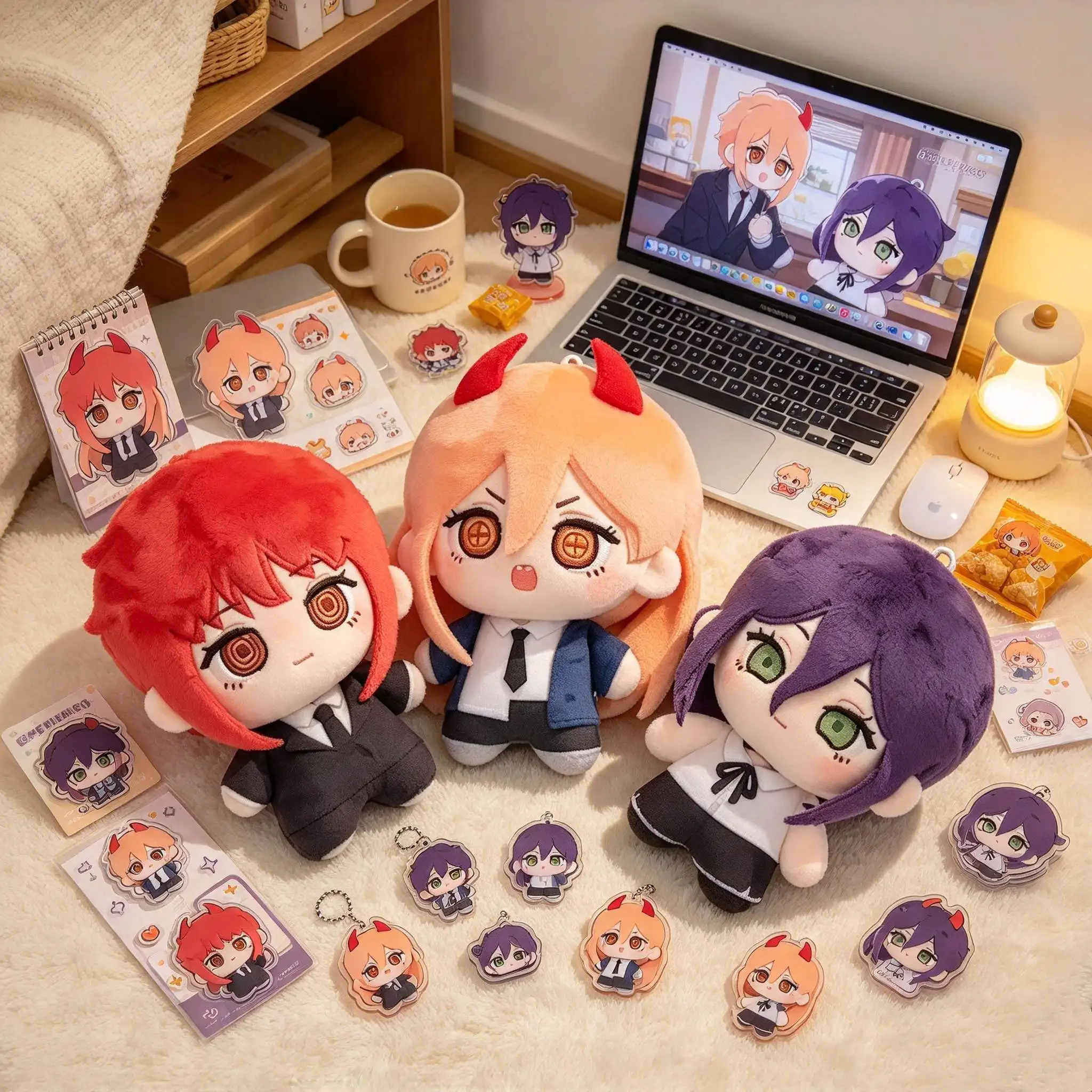 Chainsaw Man Q Version Makima Character Two-Dimensional Plush Pp Cotton Filling Soft Hand Doll Keychain Zipper Decoration Gift