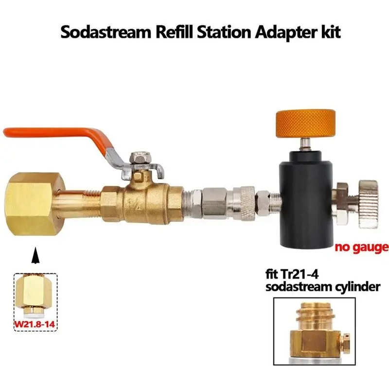 【CYBER MONDAY】Soda Stream Filling Station With Ball Valve, Soda CO2 Cylinder Tank Refill Adapter W21.8-14 Or CGA320 For Sodastre