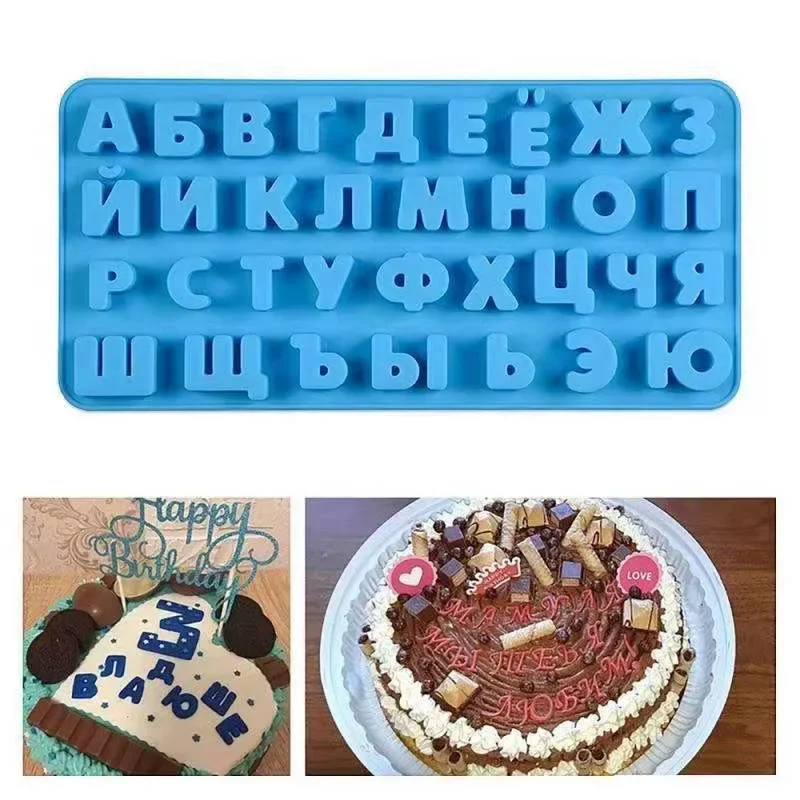 3D Russian Alphabet Silicone Mold Letters Chocolate Mold Cake Decorating Tools Tray Fondant Molds Jelly Cookies Baking Mould