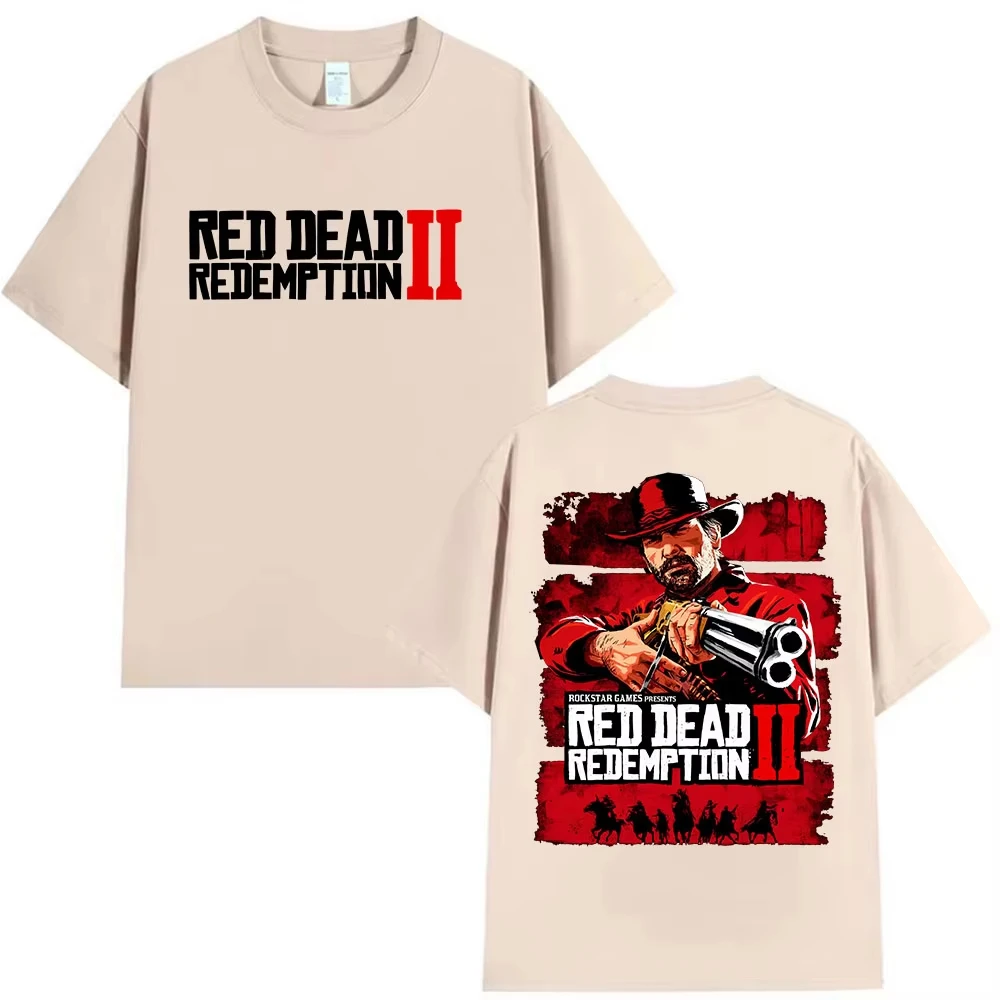 Camisetas con gráfico del juego Red Dead Redemption 2 2026, ropa para hombre, camiseta de verano de alta calidad, ropa Retro de algodón con cuello redondo para hombre