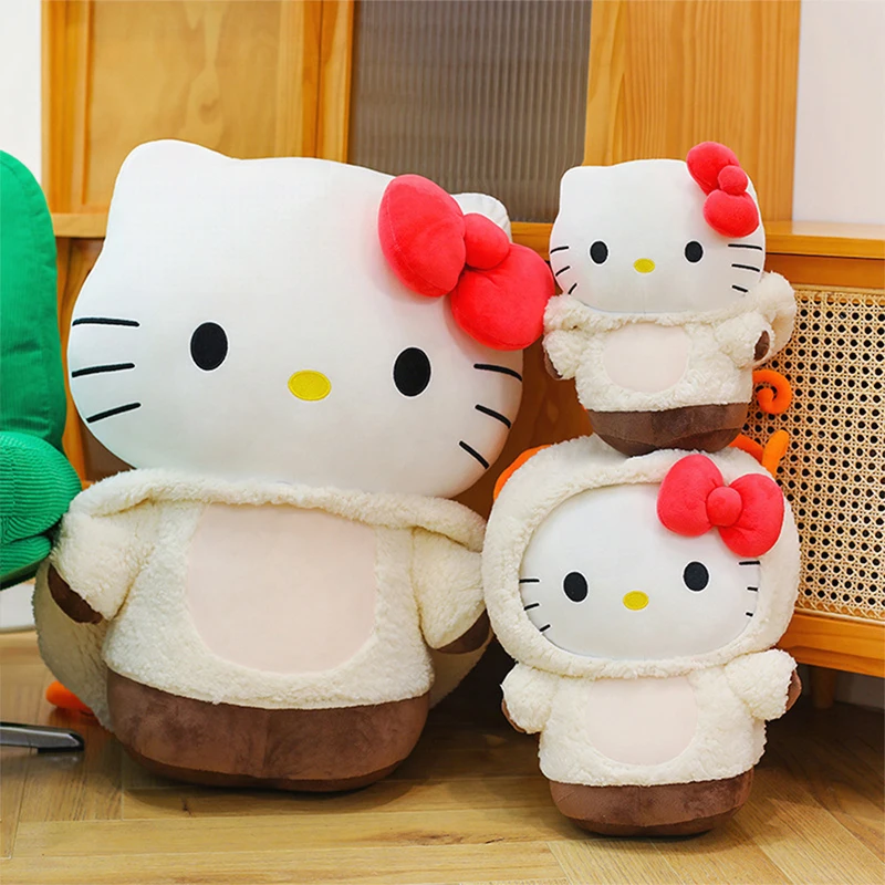 

Новая плюшевая игрушка Sanrio 35/60 см: милый трансформируемый ягненок/Китти для детей, подарок на день рождения/Рождество, мягкая подушка для сна, мягкая игрушка-животное