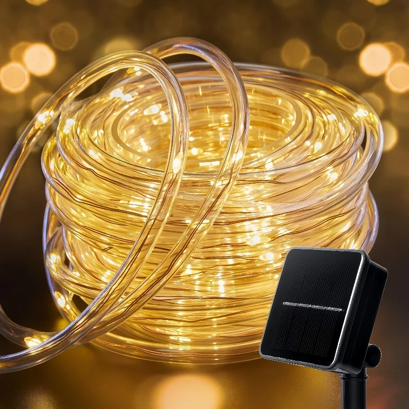 Solar Power LED Rope Light String Fairy Lights Decoration for Garden Terrace Wedding Party Home Christmas Tree Halloween Outdoor