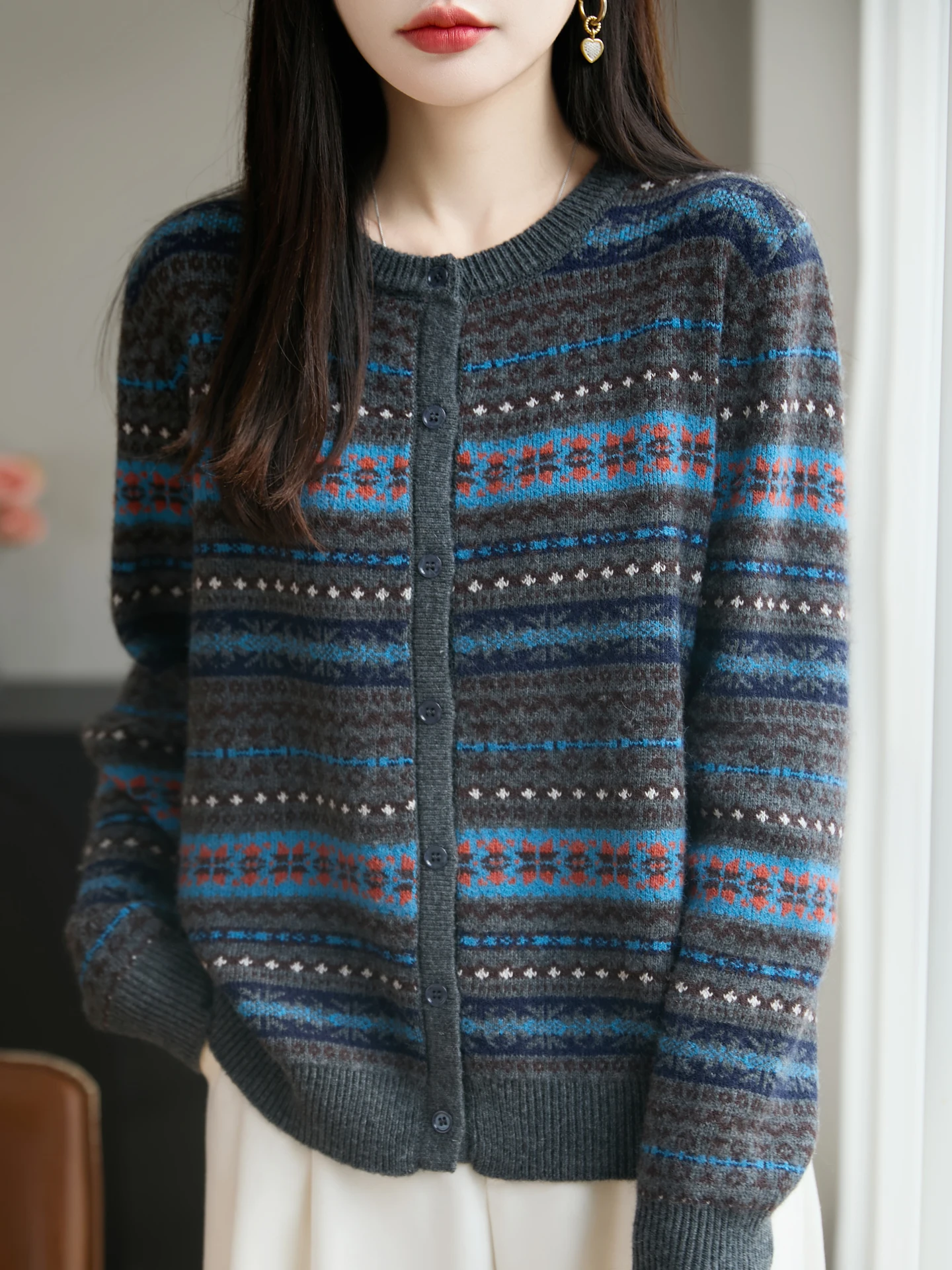 Neue Mode Herbst Winter Frau Pullover Elegante Weibliche Merino Wolle Strickwaren Retro Dicke Strickjacke Dame Langarm Kleidung Tops