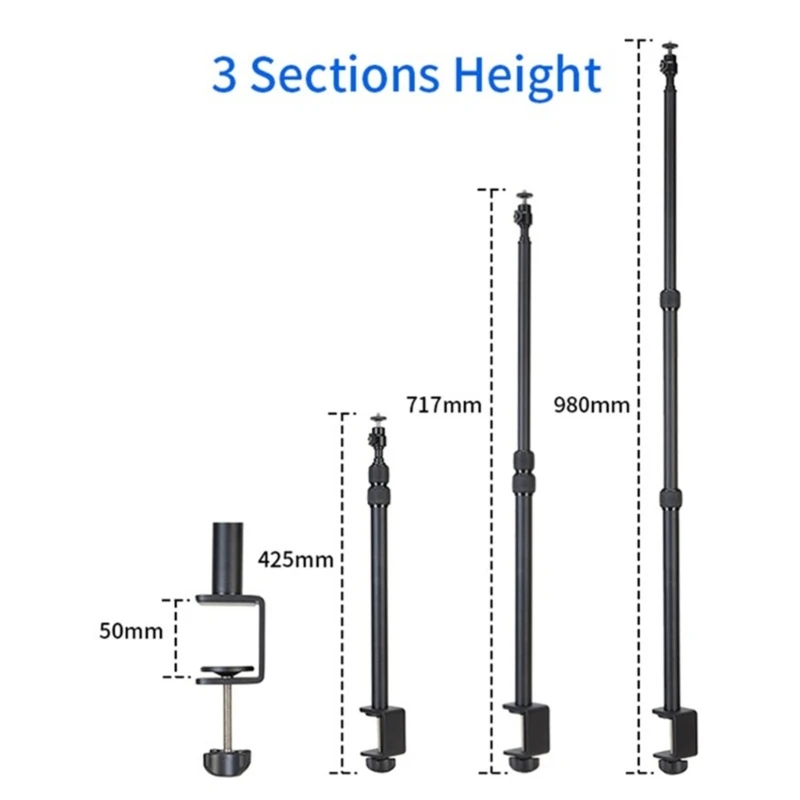 Mount Desk Stand for Photo Studio Lighting 19.3”-37” Adjusting Table Light Stand