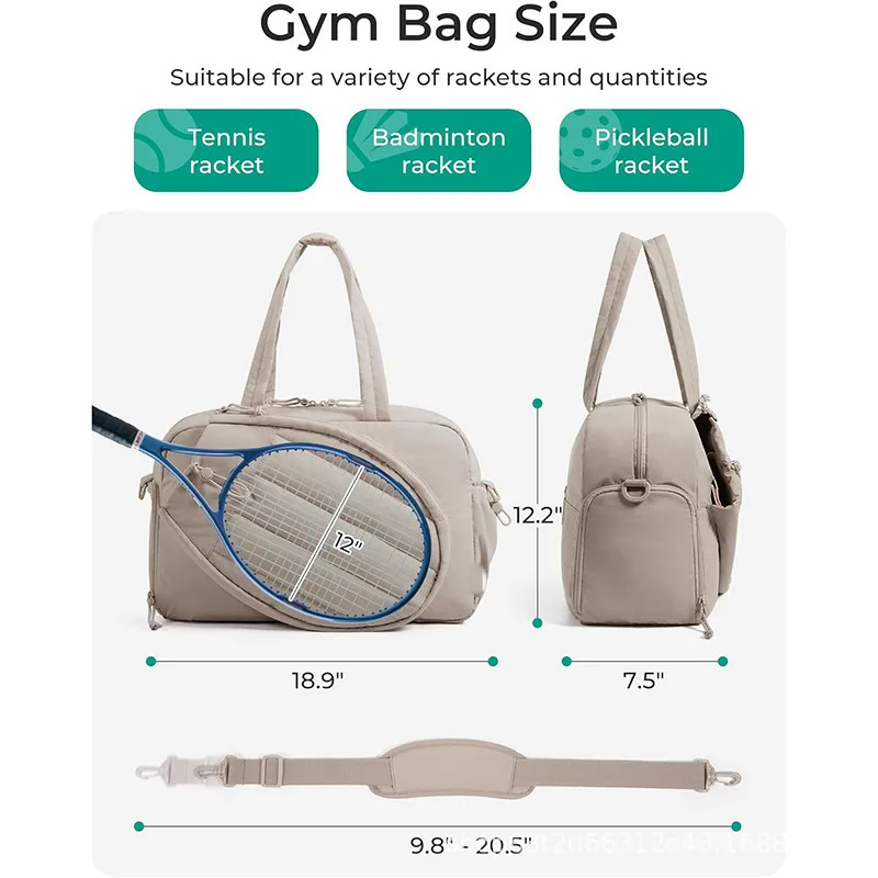 Tennis Badminton Tote Bag Nylon with Chain Strap and Buckle Portable Fashionable Lightweight Durable Unisex for 2 Rackets