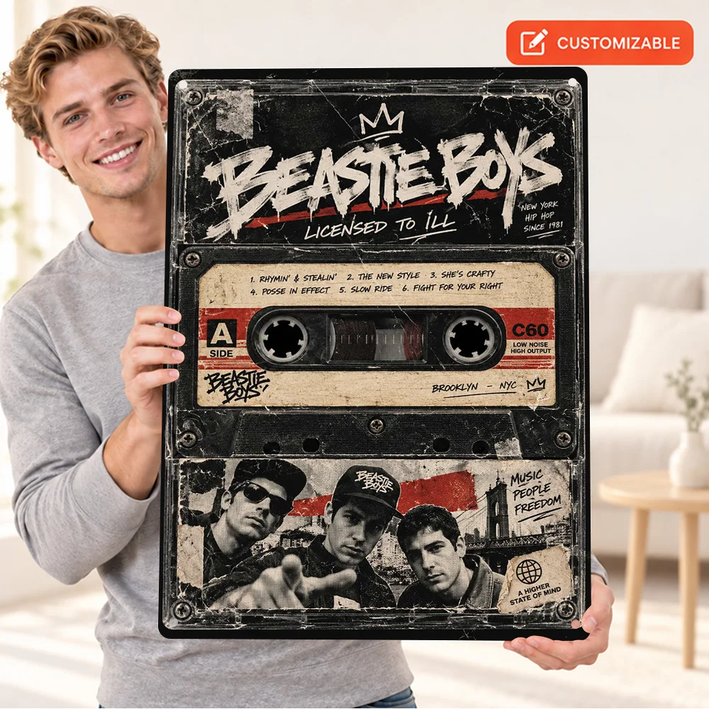 Beastie Boys Licensed To Ill Cassette Textured Metal Poster Personalized Aluminum Sign Album Cover Design Wall Art For Bedroom