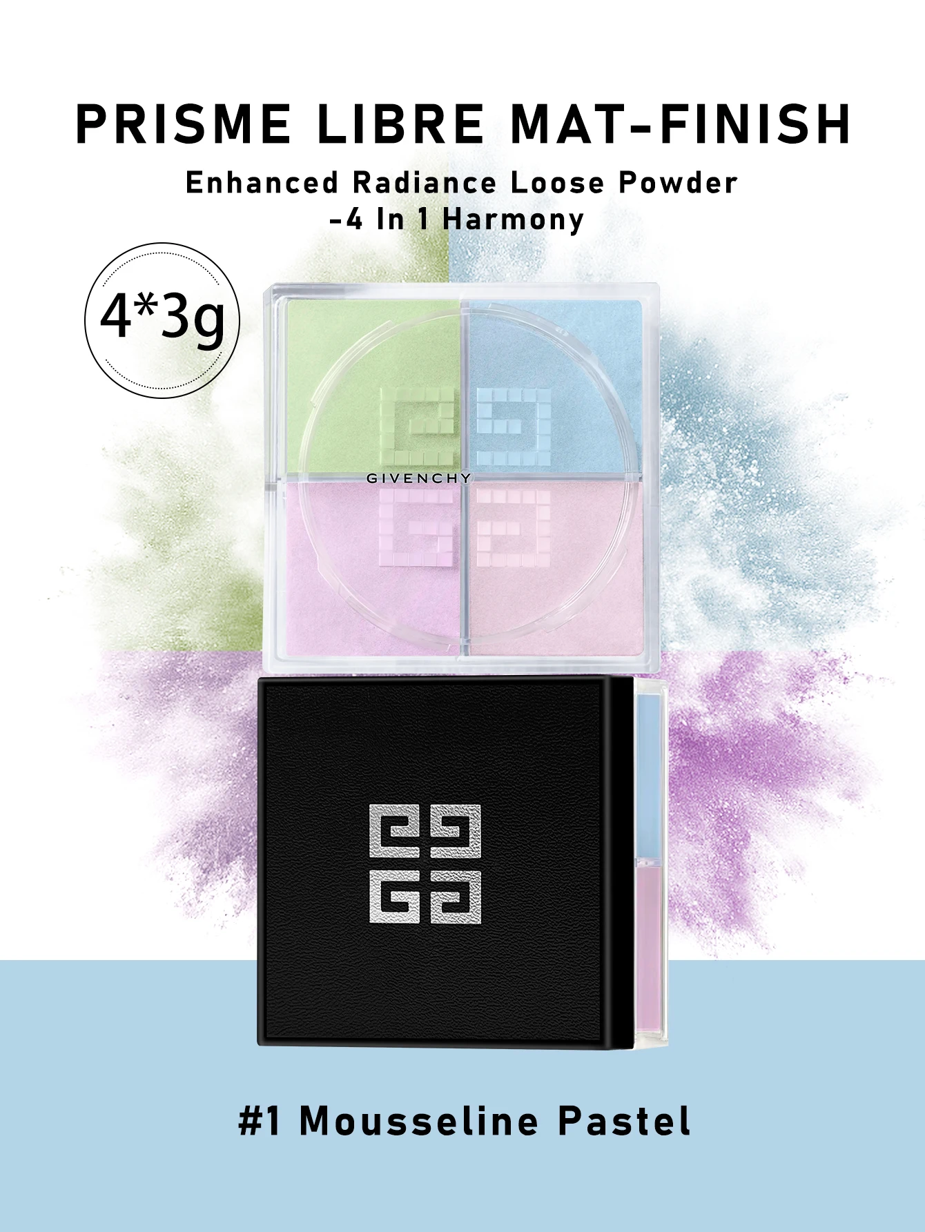 

Givenchy Prisme Libre Mat-finish & Enhanced Radiance Loose Powder-4 in 1 Harmony #1 Mousseline Pastel 0.42 oz./4x3g