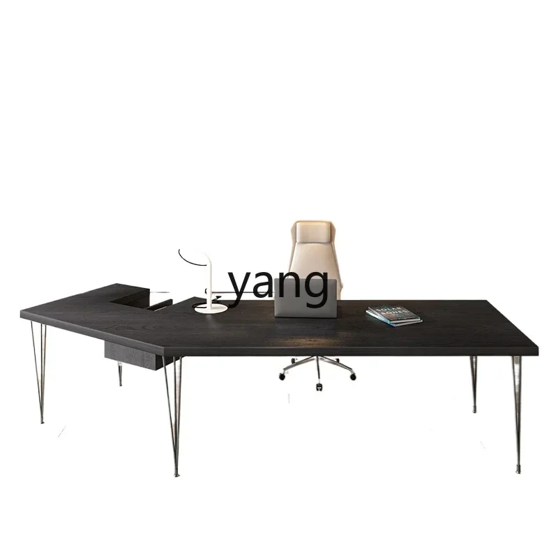 

LMM solid wood office personalized curved single desk log computer desk minimalist desk