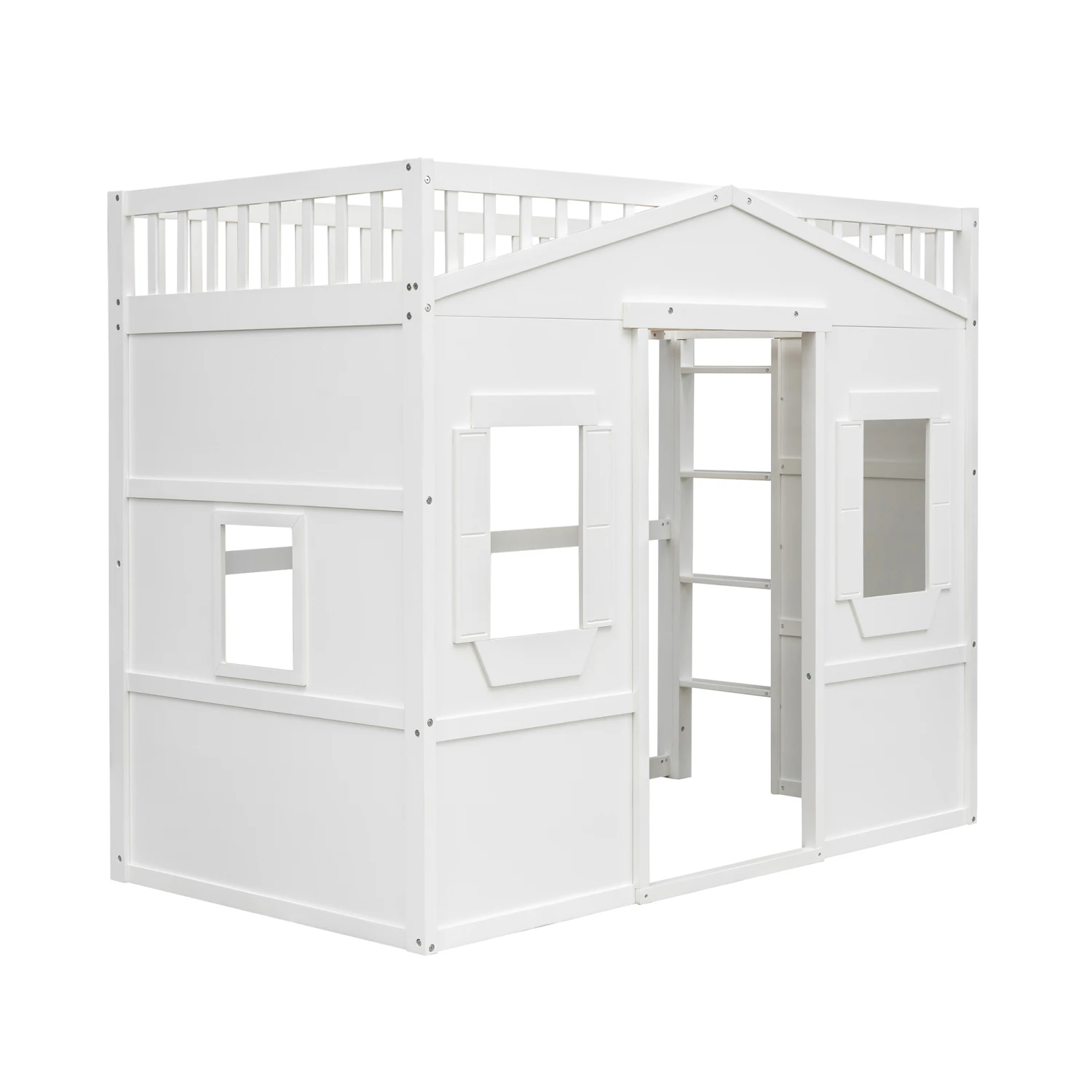 House Loft Bed White Twin Size Ladder