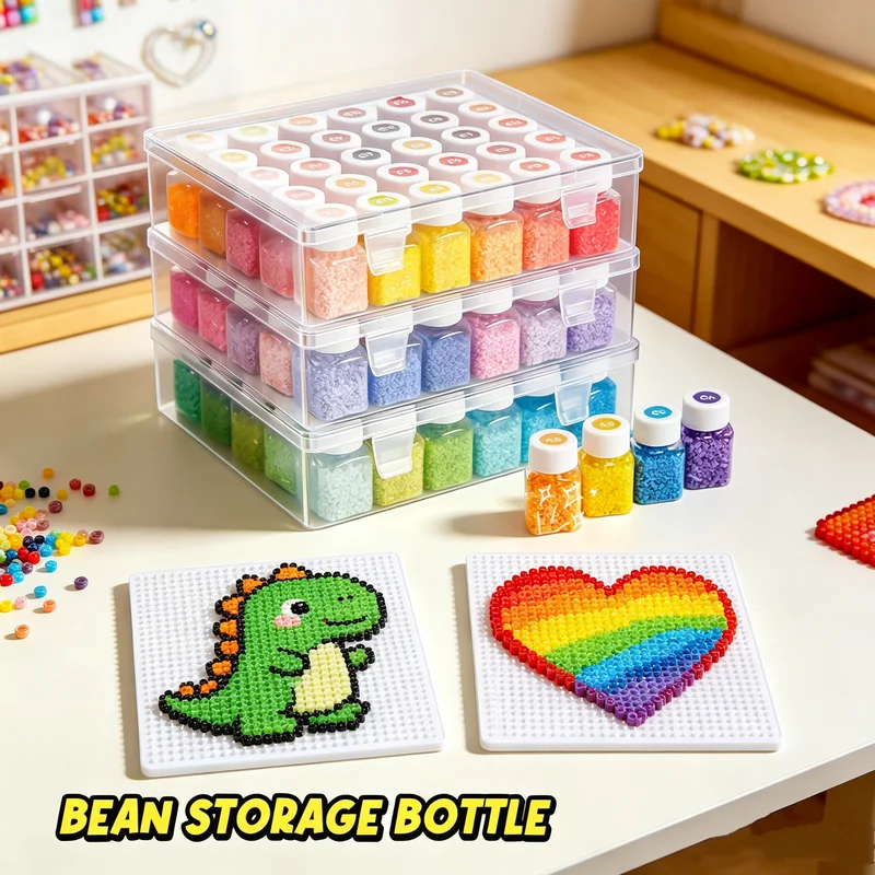 2.6mm 24/48/72/96colors Perler Beads Storage Box Education Iron Beads 3D Puzzle Beads Lroning Guarantee Perler Fuse Bean DIY Toy